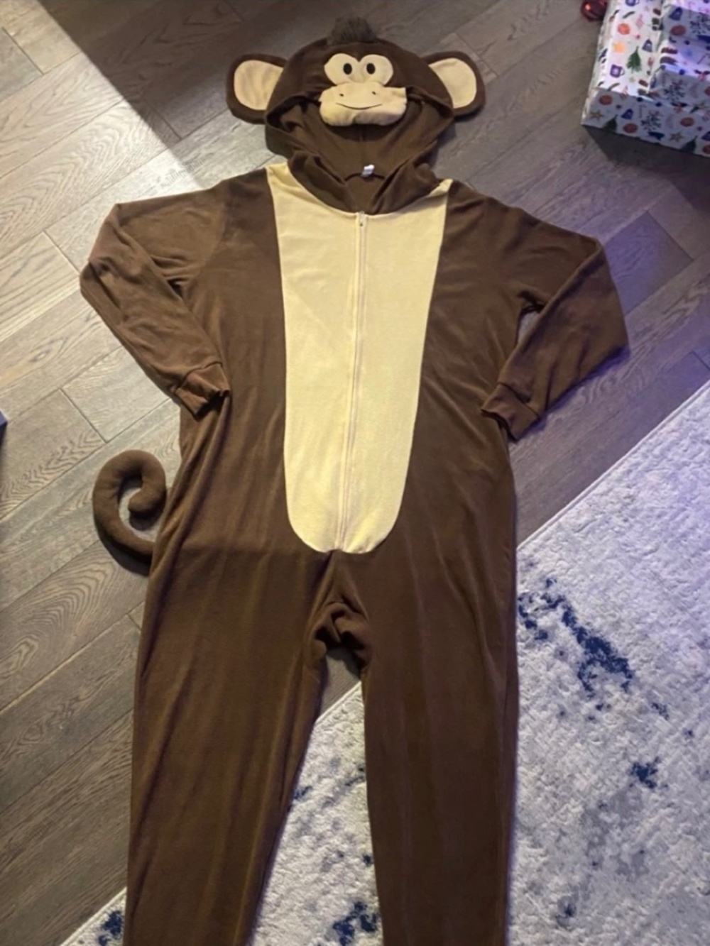 LIKE NEW: Adult Monkey Jumpsuit Costume Onesie Pajamas - Brown S/M